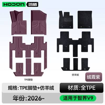 Floor Mats, Modification Accessories, Trunk – Modelə uyğun ayaqaltı - 212t01-zhijie-v9-26-models-seven-seats-double-layer-foot-pad-rongxia-purple-tpe-black-imitation-cashmere-wool-texture