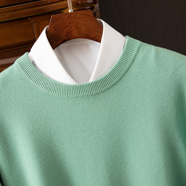 Demi-season classic base T-shirt with a round collar