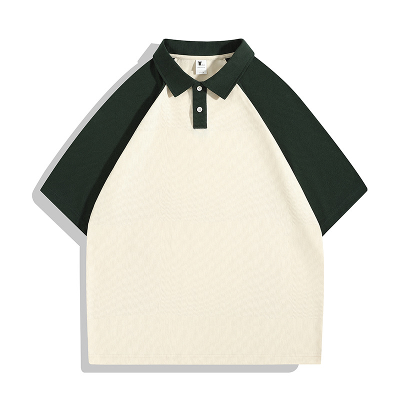 Camiseta de media manga con hombros caídos de algodón puro, polo de solapa raglán, ropa de clase de marca de moda, camisas publicitarias, ropa de trabajo, camisas culturales, personalización