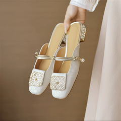 French-style women's summer outdoor slip-on sandals 2024 new pair with skirts Mary Jane shoes Mule shoes
