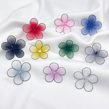 4cm铁丝网纱五瓣花渐变色丝袜手工花diy耳饰发饰配件立体花朵辅料