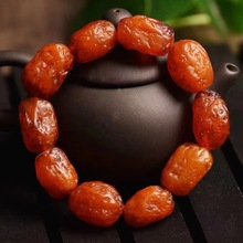 厂家直供俄料随型老蜜蜡枣珠手串琥珀蜜蜡海漂籽原石带皮鸡油黄