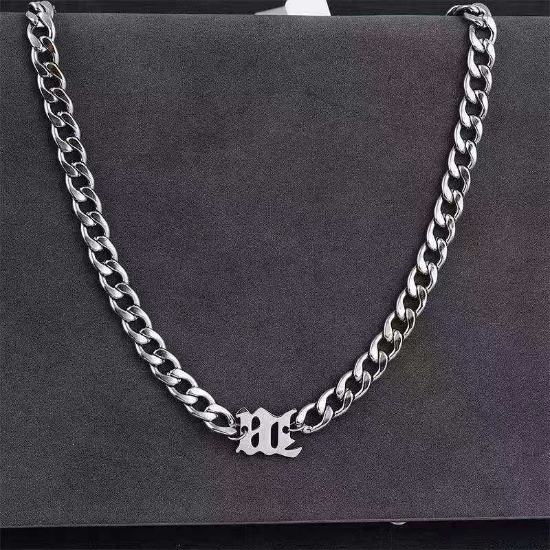 K-titanium steel m necklace