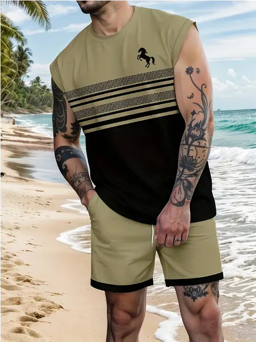 Men's Vest Set Skin Friendly Cool Summer Not Stuffy Or Sweaty Clothing_viptrois.com