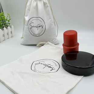 White cotton drawstring drawstring pocket inkpad seal power bank pure cotton storage bag sachet flat pocket printed LOGO