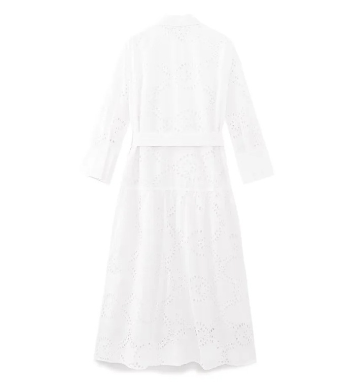 Holiday, Daily Occasion Wholesale Women's Elegant Flower Holiday Daily Turndown Nine Points Sleeve White Dress