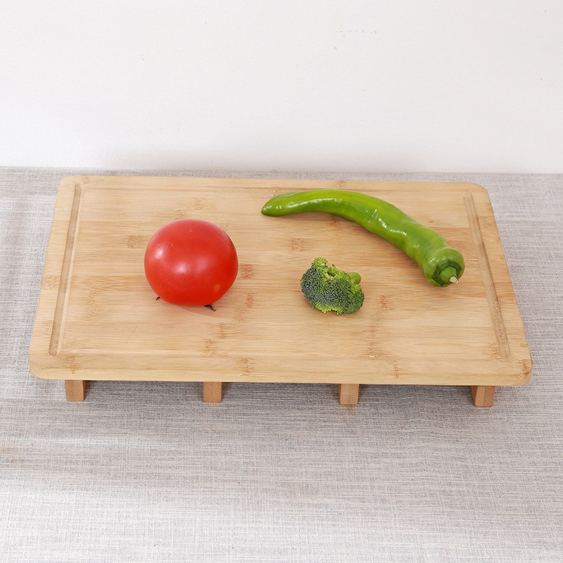 Tabla de cortar de bambú con ranura de agua que fluye, tabla de cortar de verduras de cocina multifuncional con piernas y caja de almacenamiento tabla de verduras de bambú
