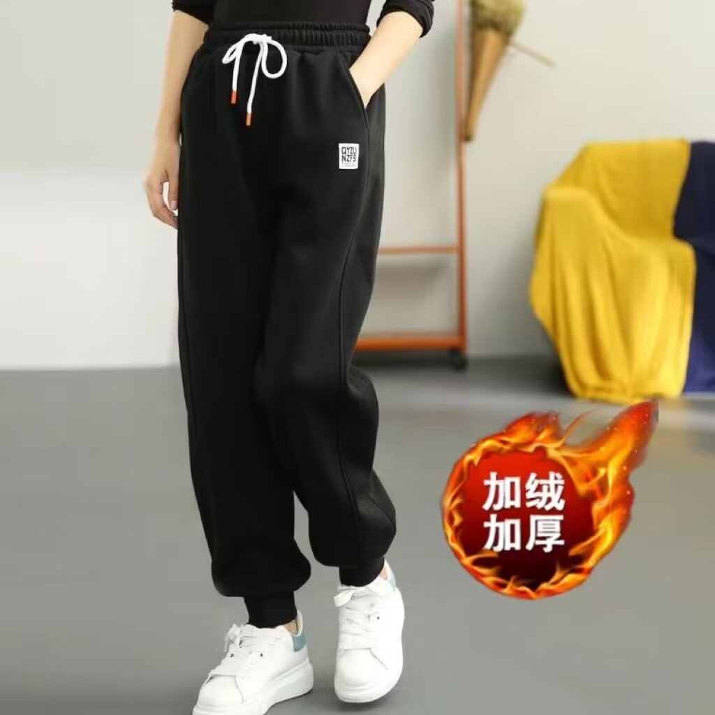 소녀 양털-바지 가을과 겨울 2024 새로운 어린이 소녀 스포츠 바지 대형 어린이 가을 캐주얼 스웨트 팬츠 트렌디