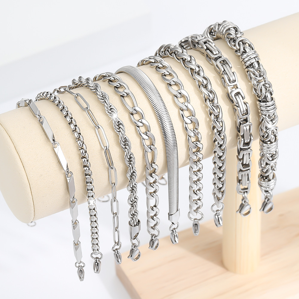 Stainless Steel Cuban Chain Bracelet For Men Bold Fashion Design_voghion.com