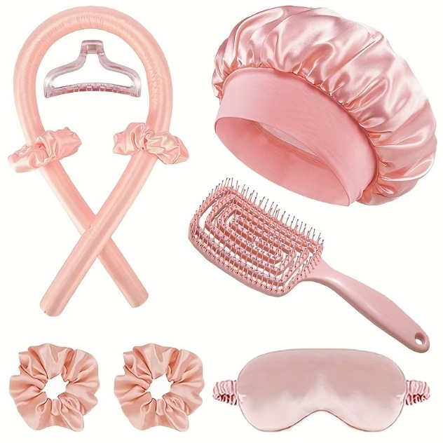 Comercio exterior transfronterizo sin rizador de calor, traje de venta caliente de Amazon, gorras para los ojos, gorros de ducha, sin calor, sin daño, almohada con cremallera individual