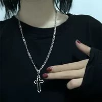 Кулон-ожерелье, сплав с покрытием White K — крест или замок, длина 60+5 см / 45+5 см
