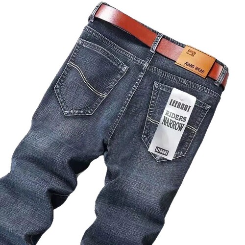 Guangzhou Xintang Maixin jeans men's stretch straight loose mid-waist middle-aged long pants men's wear factory wholesale