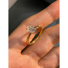 L 21508 Four-prong oval zircon ring ��צ��Բ�ʯ��ָ�羳
