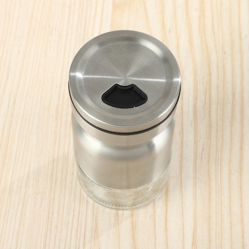 Acero inoxidable cocina condimento almacenamiento tarro hogar portátil condimento almacenamiento tarro botella boca giratoria condimento sellado tarro