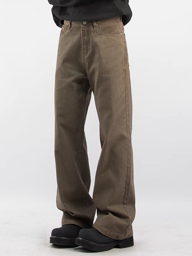 Spring and Autumn American-style Vintage Washed Denim Jeans for Men: Cleanfit Loose-Fit, Straight-Leg, Versatile Workwear Casual Logging Pants