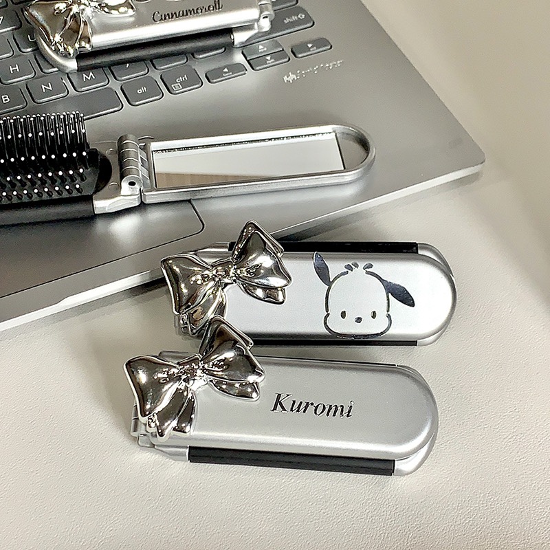 Nueva lindo Sanrio plegable perro Pacha Hello Kitty estudiante portátil espejo cosmético cojín de aire peine