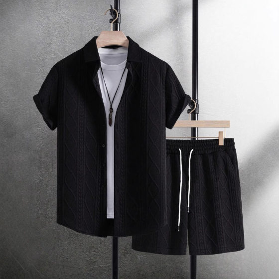 For temu shein Amazon cross-border foreign trade summer men's casual shirt short sleeve beach pants suit