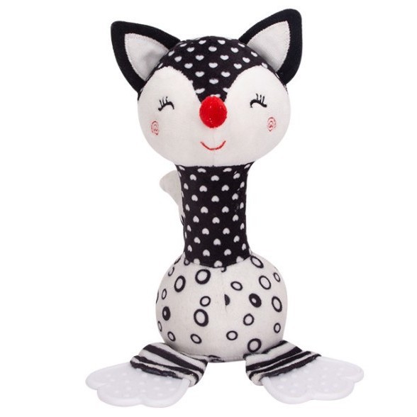 Baby teether hand rattle 0-1 years old baby early education toys black and white hand-held baby rattle