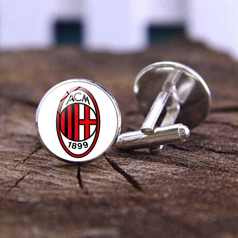 Ac Milan Football Team Emblem Time Capsule Cufflinks, Fan French-Style Shirt Cuff Accessories, Wholesale in Stock