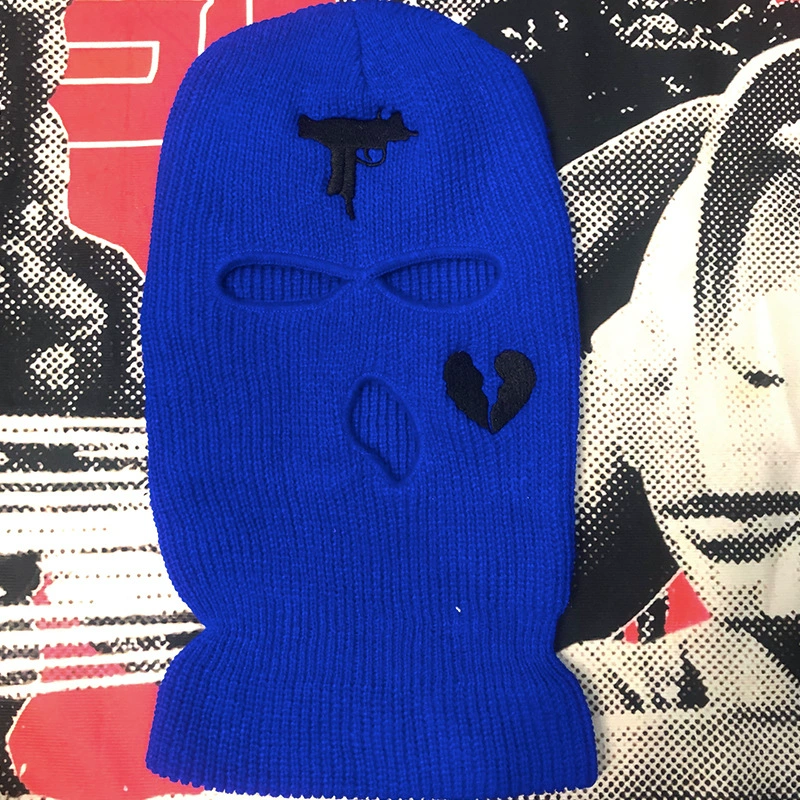 跨境电子商务, вышитая акриловая трикотажная шляпа с тремя дырками, ski mask, оптовая продажа, тёплая зима