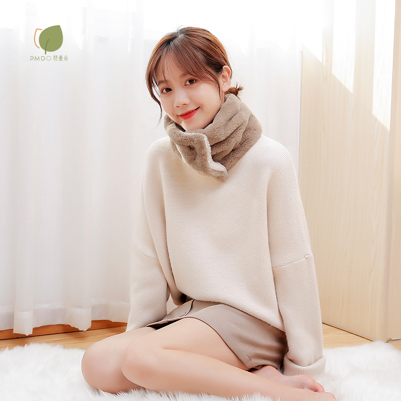 단색 스카프-다크 브라운