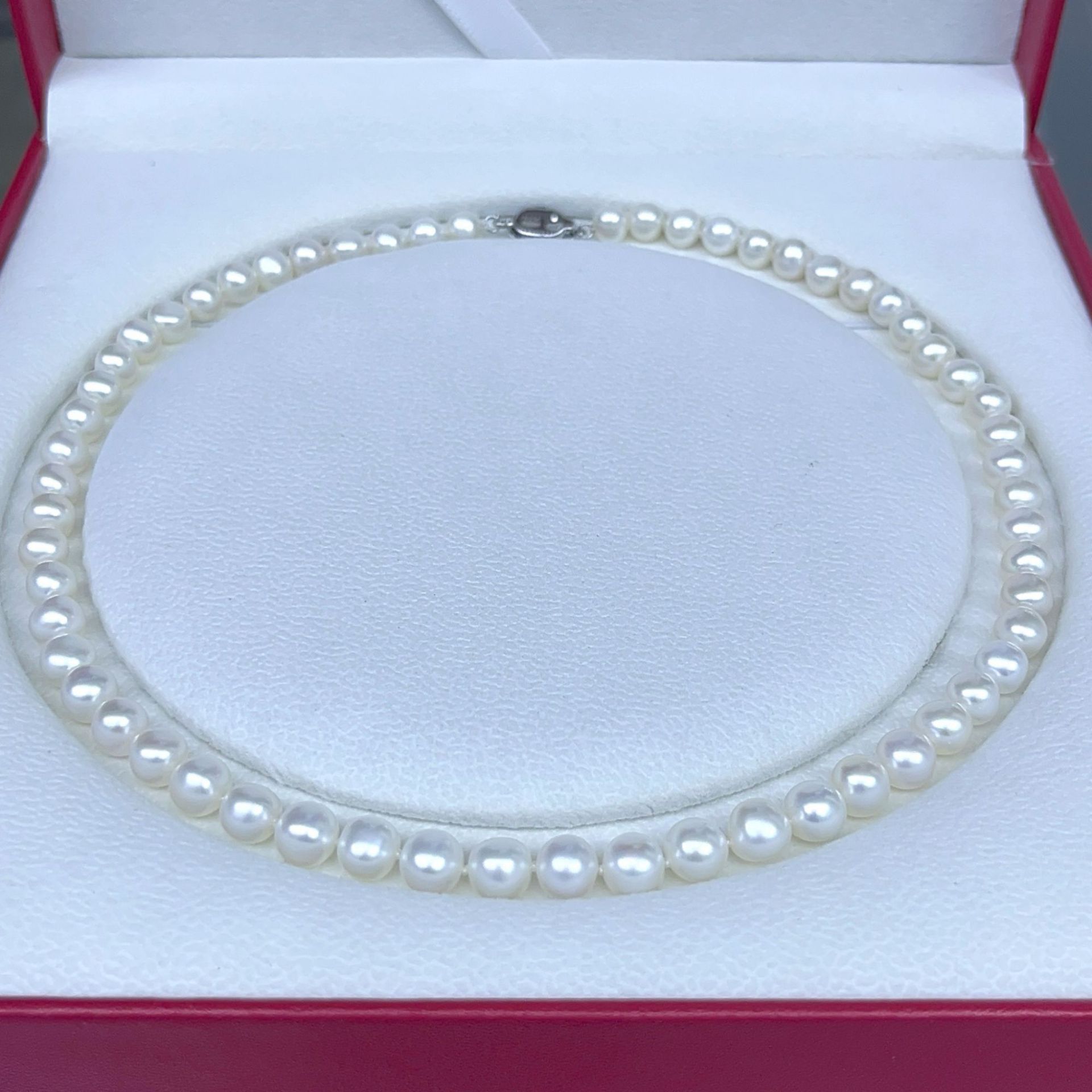Zhuji Natural Freshwater Pearl 7-8mm Seedless Pearl Necklace Nearly Round Strong Light White Bright and Delicate Mother Chain
