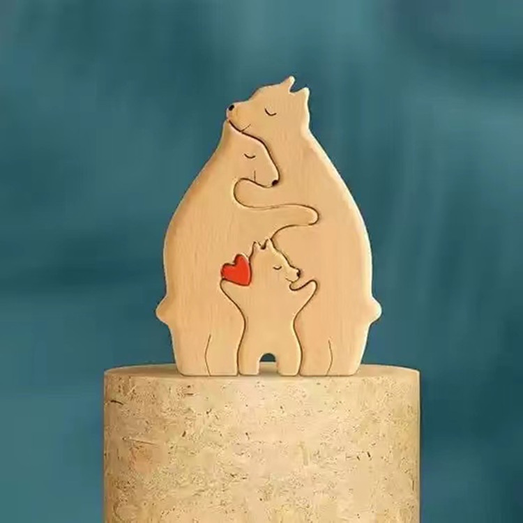 Familia cálida decoración de rompecabezas de madera Transfronteriza Popular de madera maciza abrazo traje de oso decoración del hogar Madre y niño oso