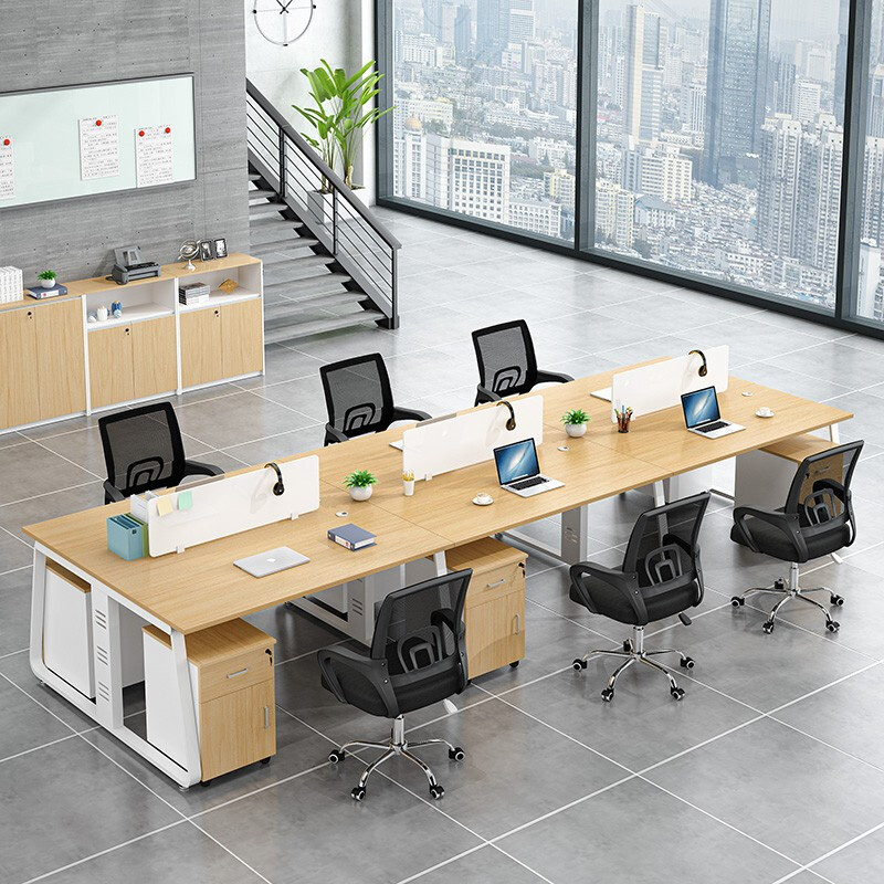 职员办公桌椅组合简约现代办公桌4人位办公室员工桌卡坐办公家具