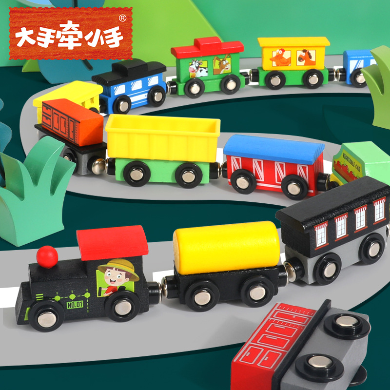 Magnética Tren De Madera de juguete bloques construcción montaje magnético niños 13 carros inteligencia y el cerebro