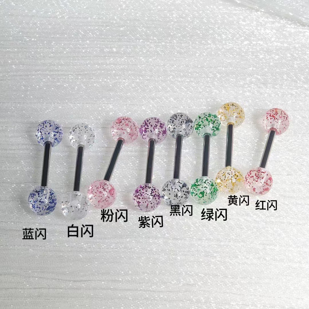 Titanium Steel Acrylic Tongue Barbell Shiny Red Tongue Ring Cool Piercing Comfortable Wholesale Direct Sales detail image 9