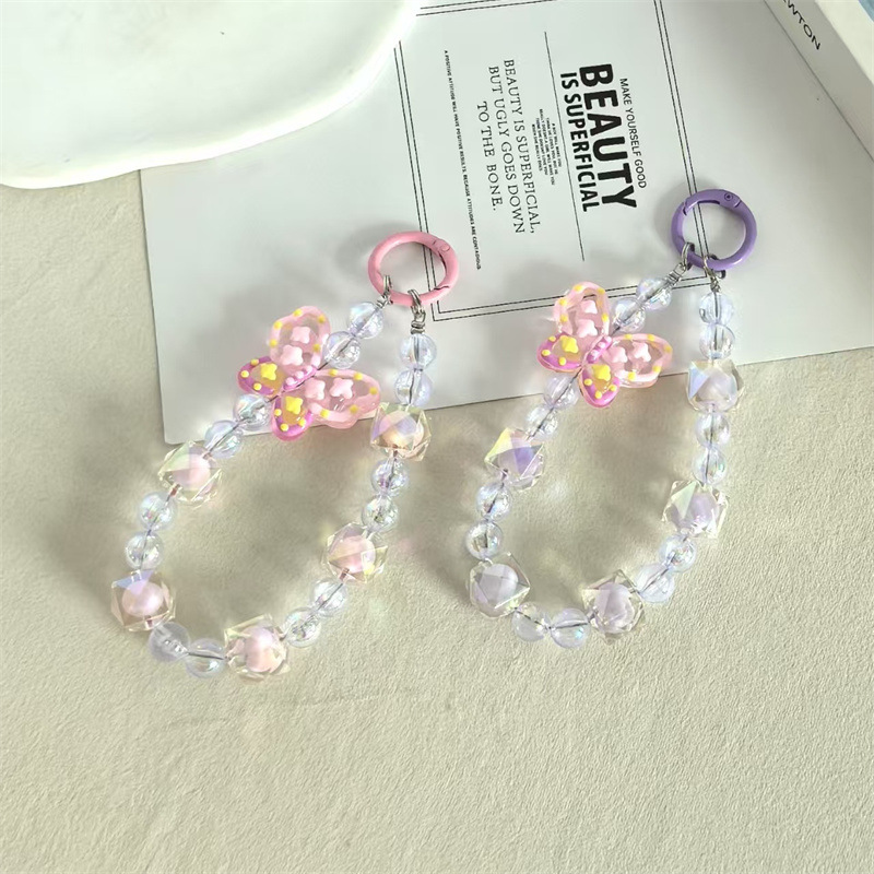 Portachiavi creativo con ciondolo a forma di fiocco in cristallo e perline pesanti, per zaino da donna, accessori di moda raffinati_voghion.com