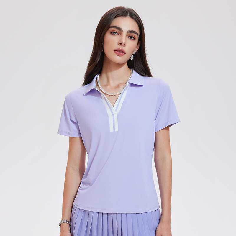 Camiseta deportiva de color de alta gama, ropa de tenis de mujer, polo de mangas cortas, golf, secado rápido, chaqueta transpirable