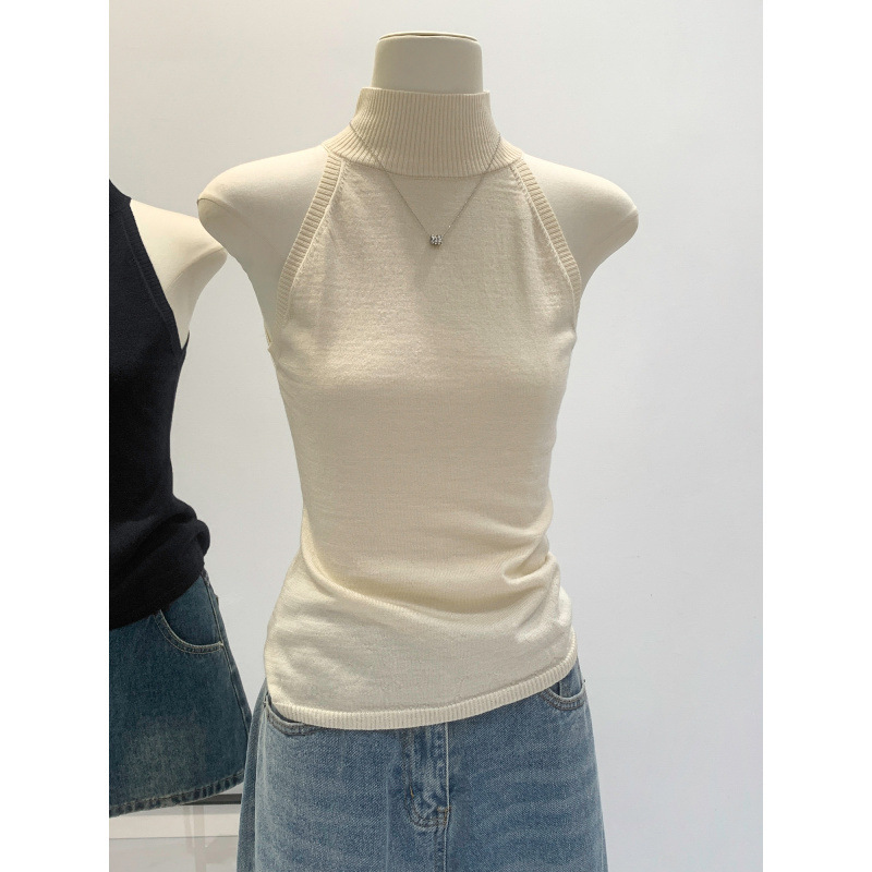 Unique and Beautiful High-Neck Halter Neck Tank Top for Petite Women, Summer Outerwear, Slim-Fit Knitted Camisole, New 2026 Style Top Unique and Beautiful High-Neck Halter Neck Tank Top for Petite Women, Summer Outerwear, Slim-Fit Knitted Camisole, New 2026 Style Top