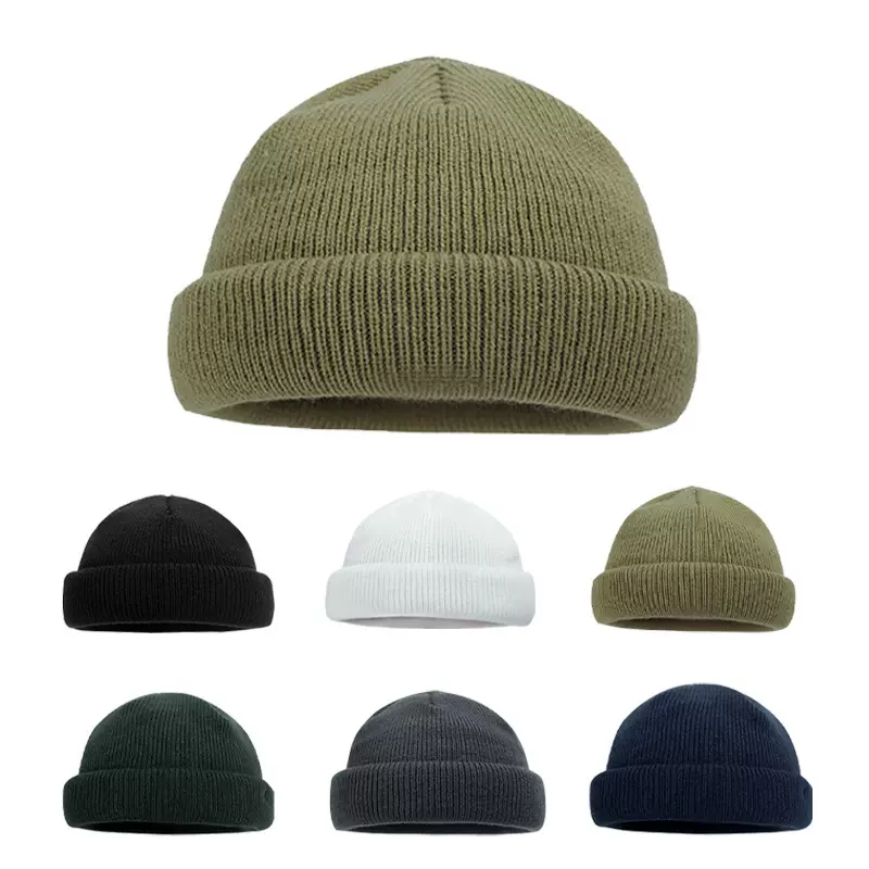 日系纯色瓜皮帽百搭街头复古保暖毛线帽男女冷帽秋冬季短款针织帽