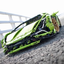 兰博积木跑车基尼儿童高难度拼装玩具男孩遥控汽车模型赛车布加迪