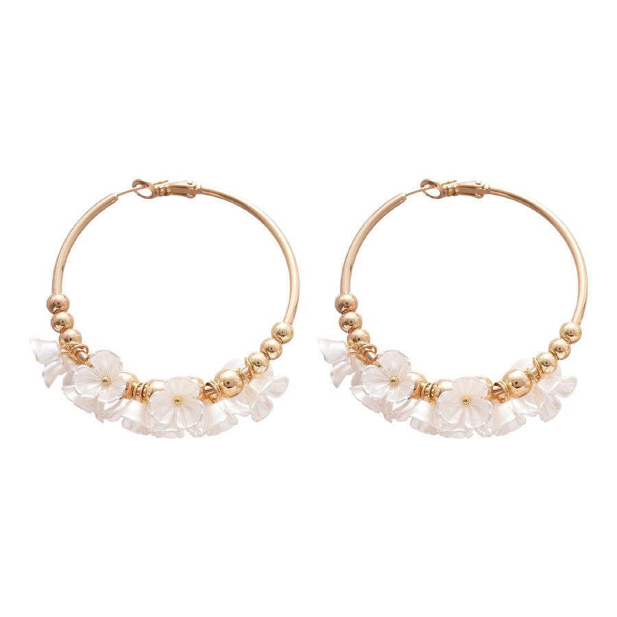 Aguja de plata Acrílico Flor Orejas redondas Pendientes de temperamento de viento frío europeo y americano Pendientes de lujo ligero de alta calidad Mujeres