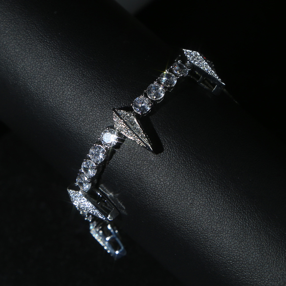 Bracelets Classification Hip-Hop Punk Rhombus Copper Inlay Zircon Men'S Bracelets Men's Chain Bracelets