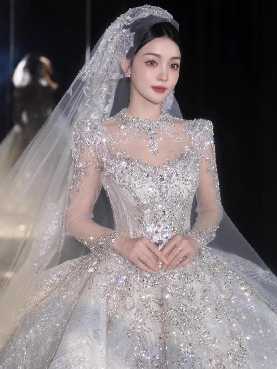 2026 nuevo vestido de boda de novia de alta calidad bordado de perlas vestido de boda de gran tamaño pequeño D116