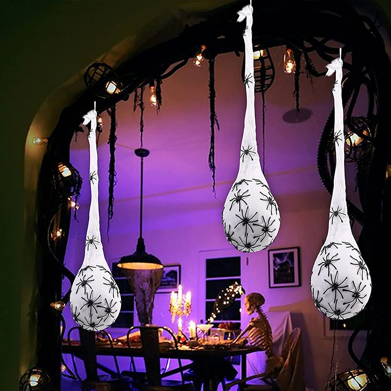 Decoración transfronteriza de Halloween Huevo de araña Brillante Telaraña Huevo Decoración colgante Pared de fiesta Porche Decoración de césped