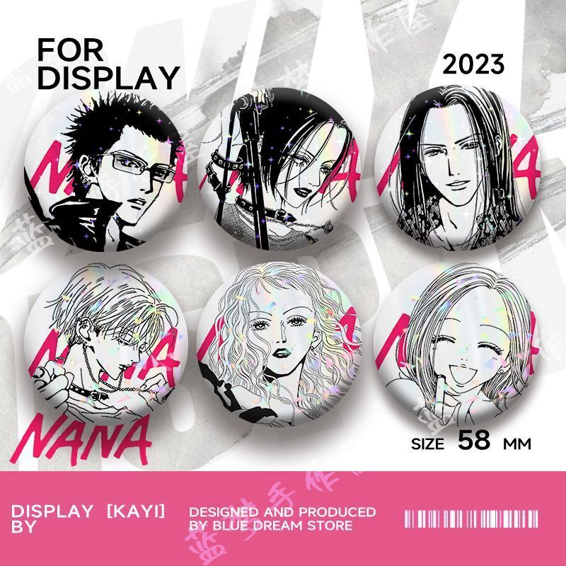 Nana Another Me in the World Osaki Nana Komatsu Nana Rui Qiao Lela Tinplate Laser Badge Nana Another Me in the World Osaki Nana Komatsu Nana Rui Qiao Lela Tinplate Laser Badge