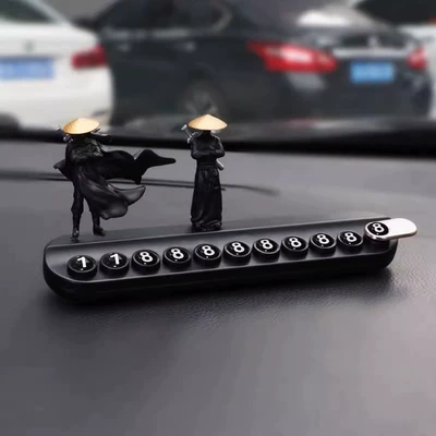Chinese-Style Temporary Parking Sign Nömrəli dayanma kartı - sword-on-back-cloak-swordsman-black-aromatherapy-stop-sign