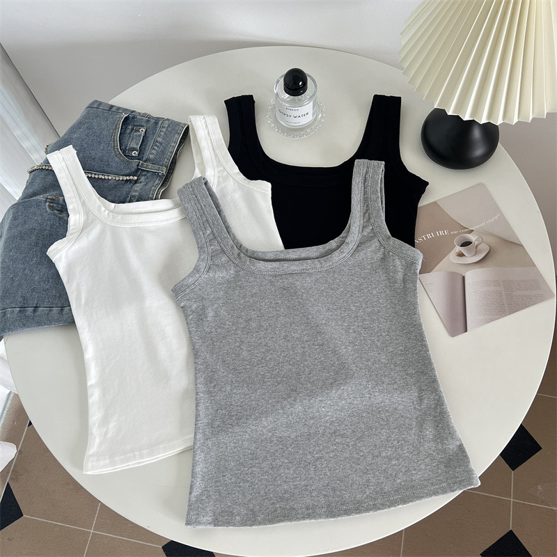 New Pure Cotton Base Camisole Women's Casual Slim-fit All-match Solid Color Sleeveless Top Outer Wear Sports Vest