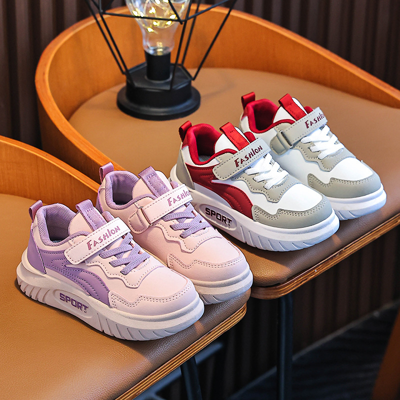 Zapatillas para niños, zapatos para niños, 2025, nueva primavera, cuero, zapatos deportivos de suela suave para niñas, zapatos casuales antideslizantes, todo fósforo