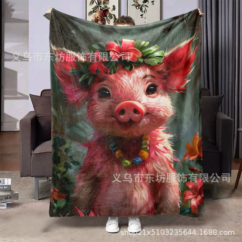 Гавайский розовый поросенок креативный комфорт фланелевое одеяло универсальное