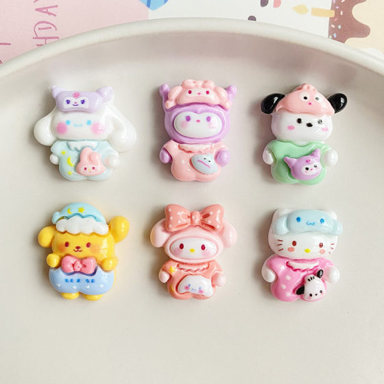 Cartoon Pajamas Dress Small Animal DIY Cream Glue Homemade Mobile Phone Shell Hair Accessories Refrigerator Sticker Resin Accessories