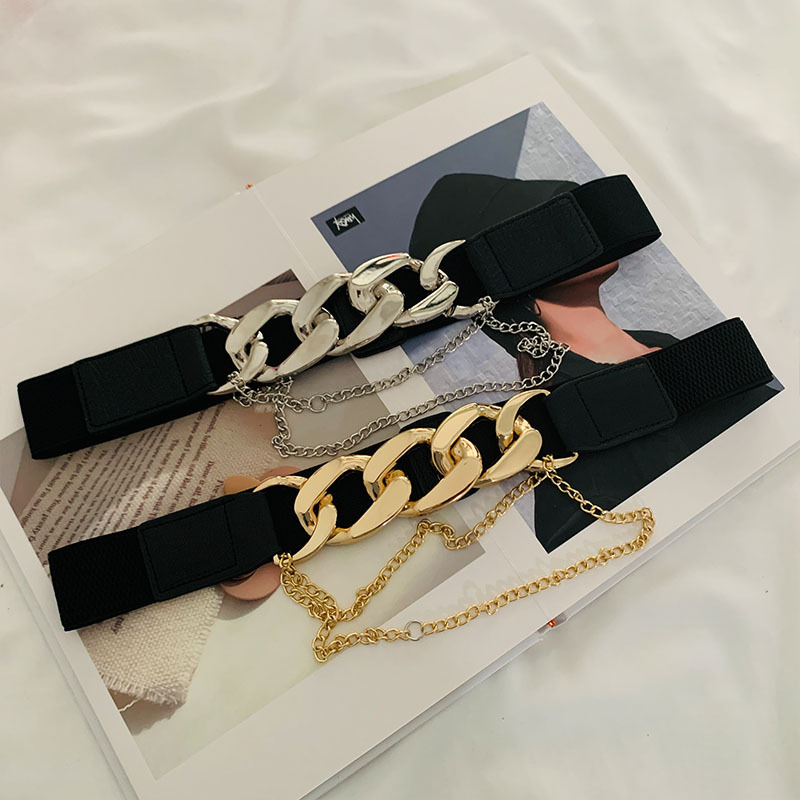 Fashion Big Chain Decoration Elastic Belt display picture 9