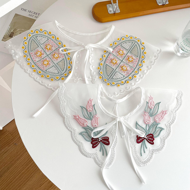Organza con cordones pequeño chal collar falso estilo coreano de las mujeres decoración exterior con falda camisa cuello protección pequeña bufanda chaleco