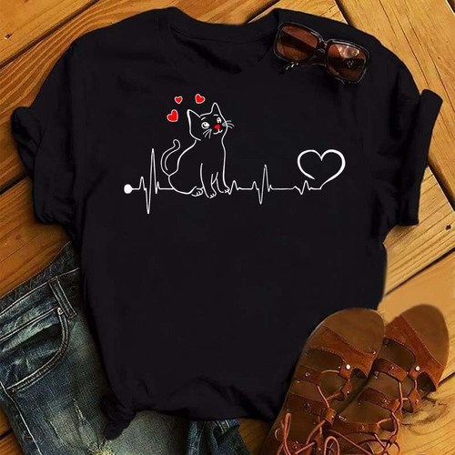 New Spring and Summer Love Letter Trend Print Crew Neck Large Size Cute Half Sleeve Simple Large Women's Clothing