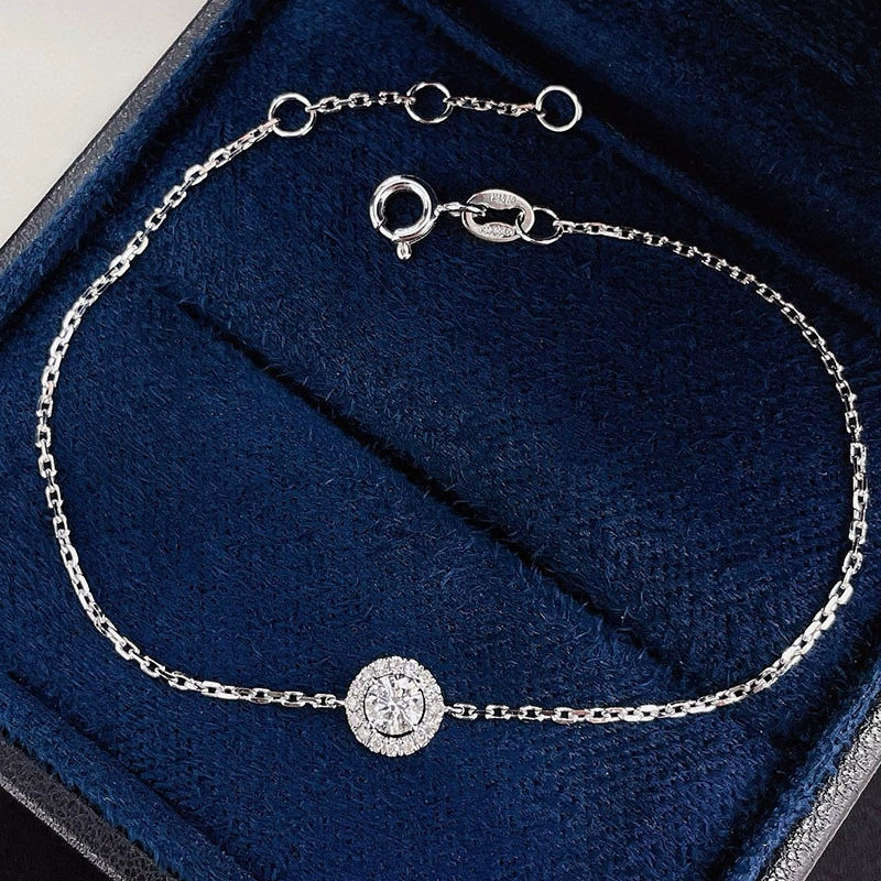 Браслет из золота 18 карат с выращенными бриллиантами, ювелирные изделия из цветного золота для женщин, платиновый браслет с 50-точечным обрамлением, прямые продажи с фабрики, трансграничные поставки