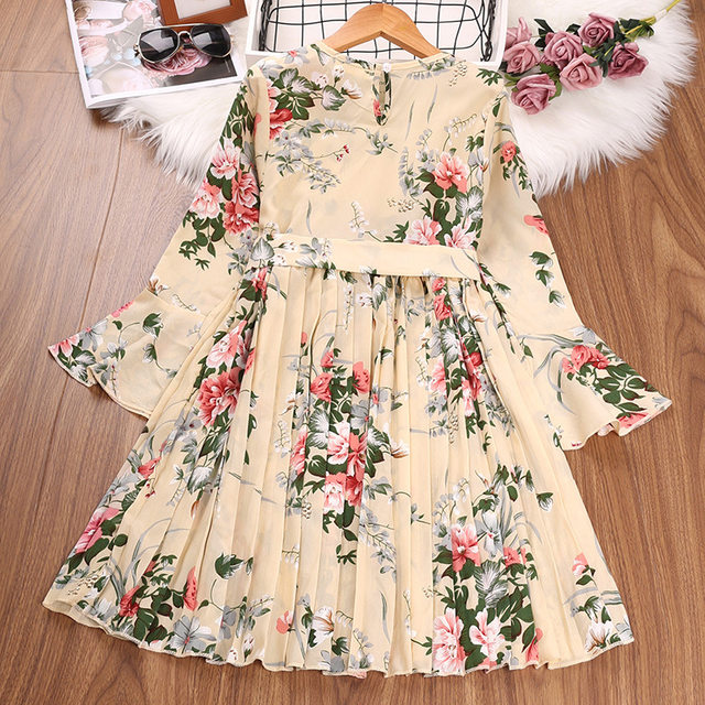 Girls Dress New Spring 2022 Vintage Print Long Sleeve Princess Dress Amazon Wishebay Kids
